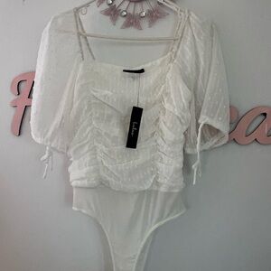Lulu's Cream Ruffled Bodysuit